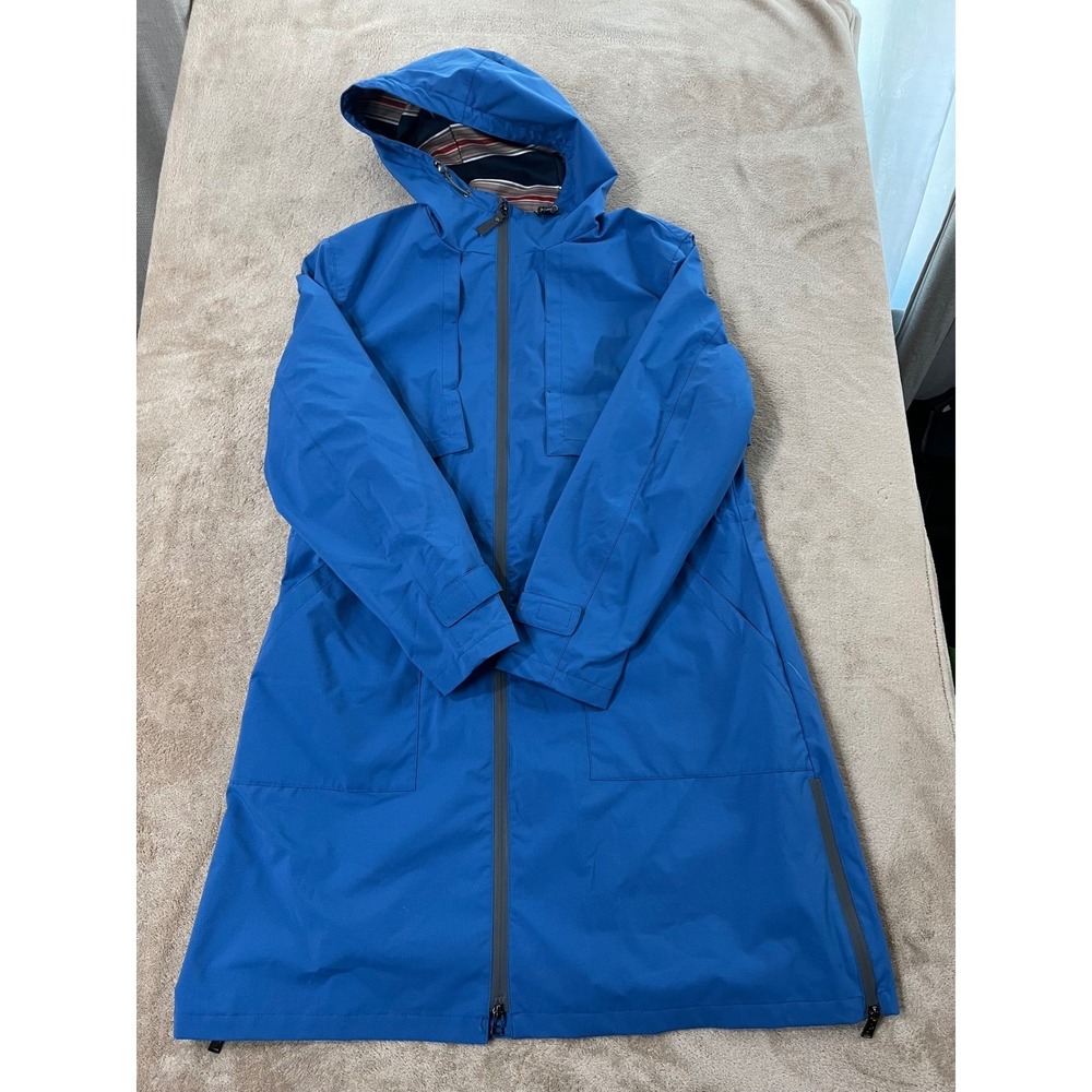 Pendleton Longline Rain Jacket Womens, blue medium Hooded euc